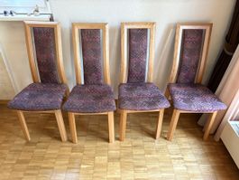 Esszimmerstühle Holz mit Stoffbezug 4er Set gebraucht