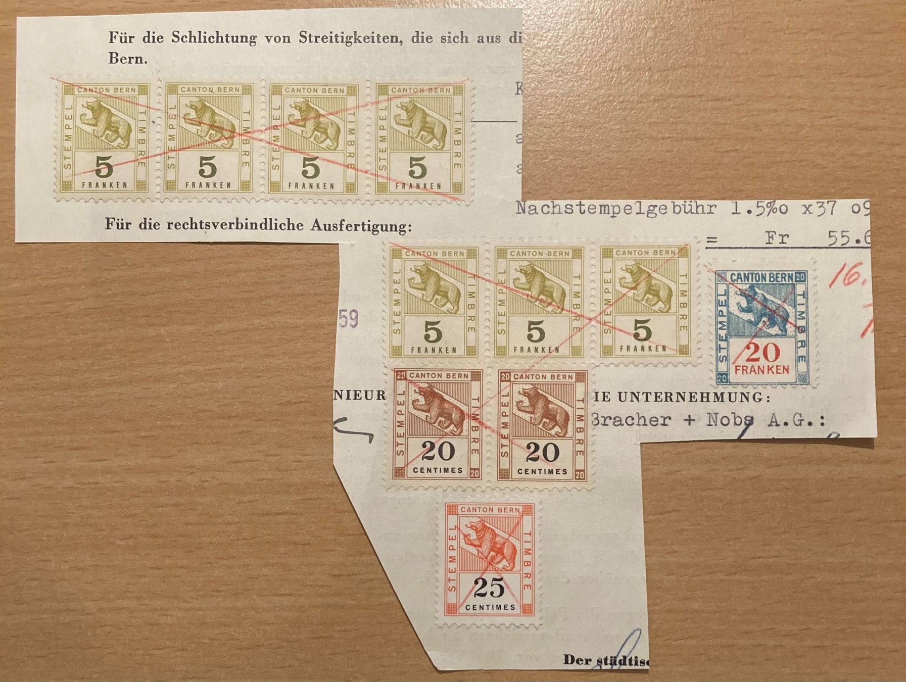Alle Briefmarken: Ausschnitt Fiskalmarken Kanton Bern – Gebraucht aus Hunzenschwil von zibu88