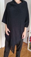 Damen Frauen Poncho Umhang Schwarz Gr. L