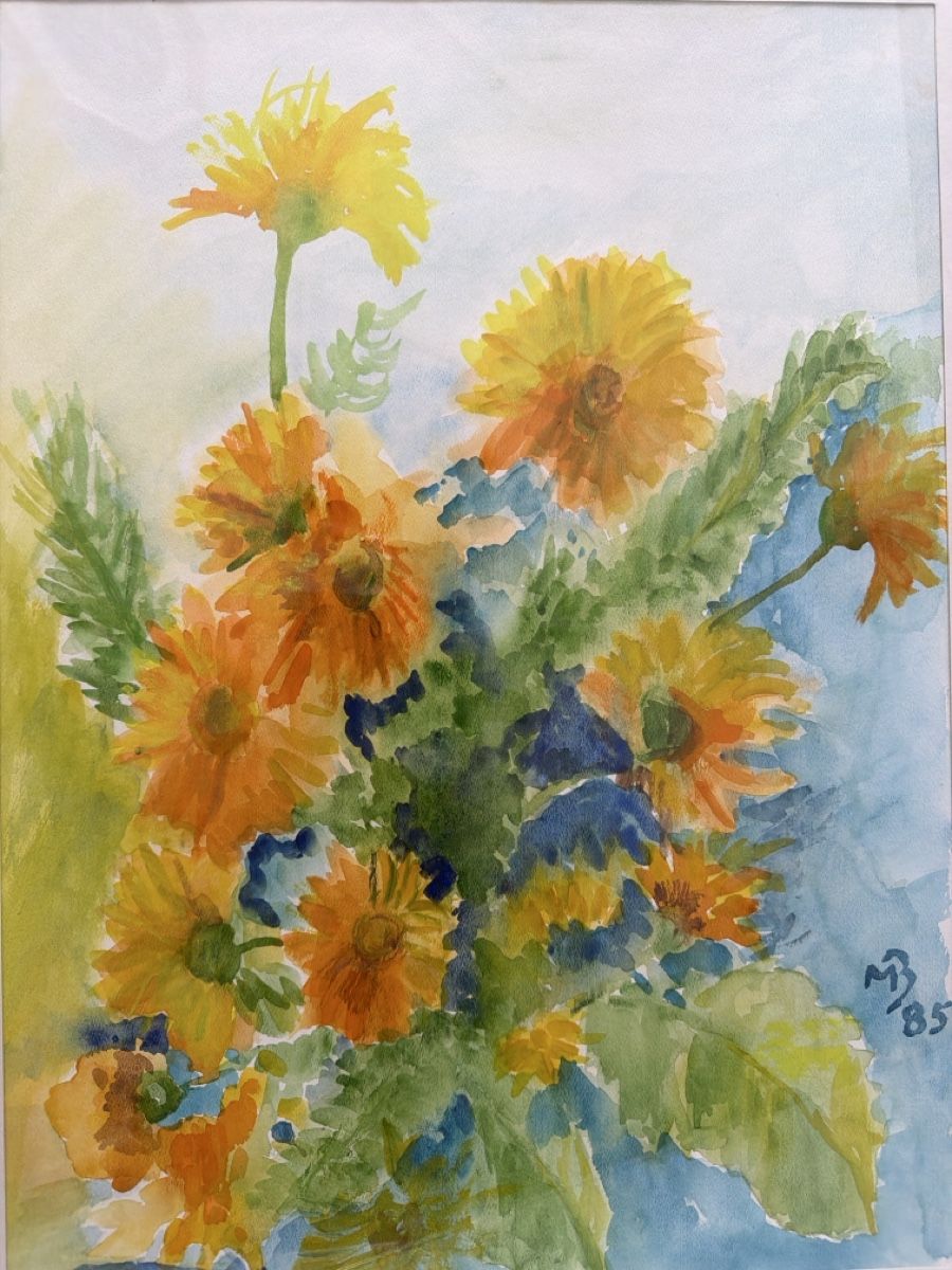 Gemälde: Aquarell mit Blumen, M.B. – Gebraucht aus Biberist von Momo33 2