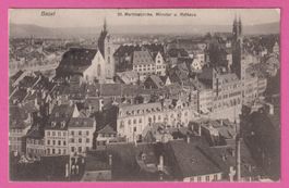 Basel gel 1908 St. Martinskirche Münster u. Rathaus