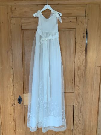 Taufkleid, weiss, Tüll & Leinen, leicht & luftig, Handarbeit