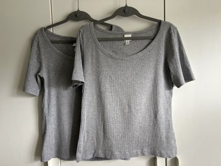 H&M Basic T-Shirt, Grau, Gr. L, 2er Pack