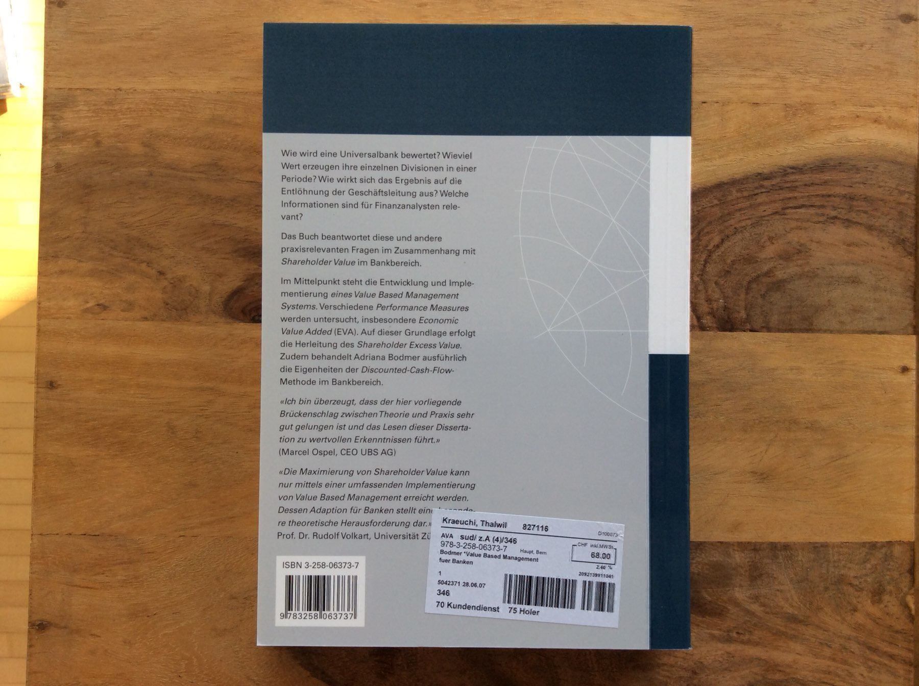 Libri: Value Based Management für Banken – Usato da Horgen venduto da flyingpenguin2000 1