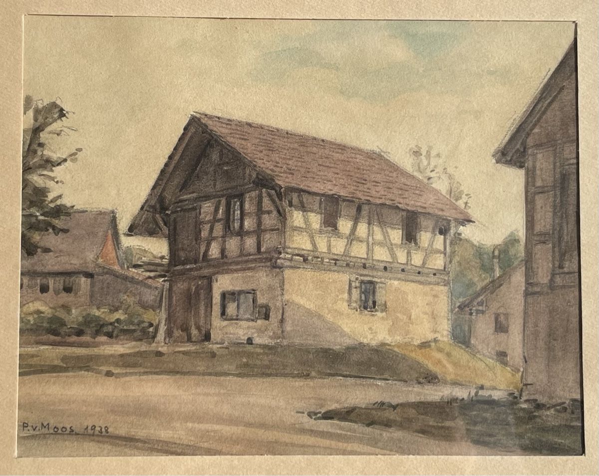 Gemälde: P. Von Moos Aquarell 1938 – Gebraucht aus Biel/Bienne von Galaq 3