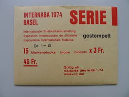 1974, 15xW50 Sonderblöcke (INTERNABA) mit ET-Stempel.