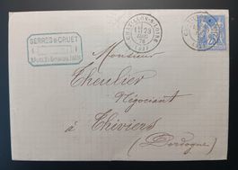 FRANKREICH FALTBRIEF, CHATILLON S LOIRE NACH THIVIERS 1876