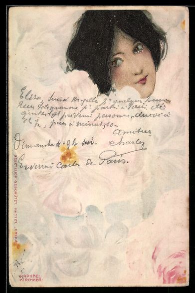 Ansichtskarten: Raphael Kirchner: Hübsche Frau mit osta – Gebraucht aus Berlin von bartko-reher