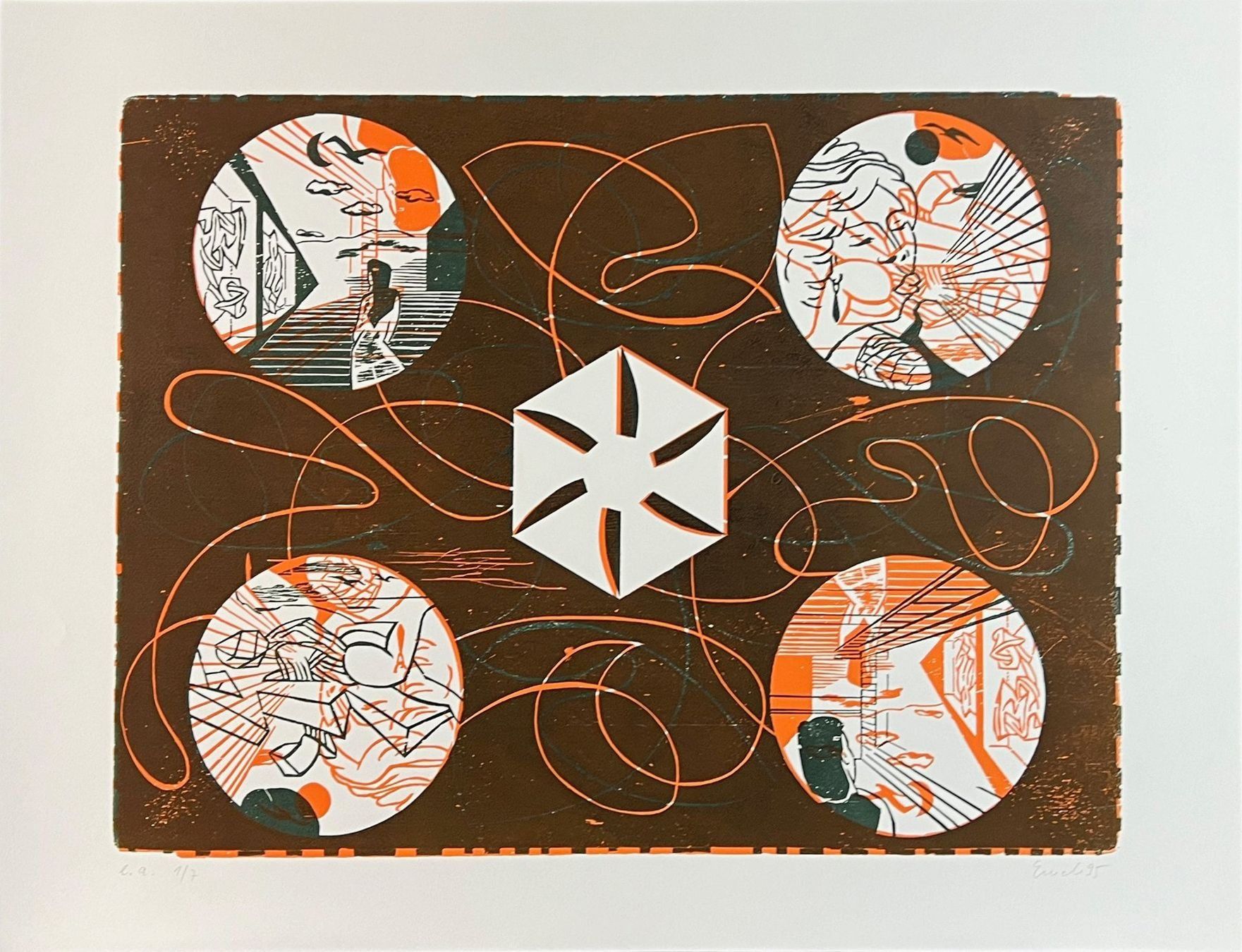 Xilografie: Peter Emch. Holzschnitt, 1995. SIGNIERT – Usato da Gersau venduto da grafik-kunst