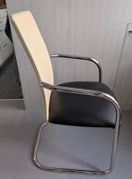 6 Esszimmer-Stühle (Schwinger), Leder, Schwarz/Crème