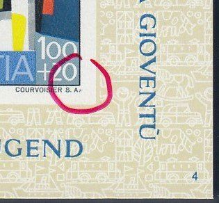 Tutti i francobolli: 198.2.** Pf. PJ-Block 1962 blauer Fleck bei S.A., 2. Marke – Nuovo (secondo la descrizione) da Spreitenbach venduto da Lienbi01