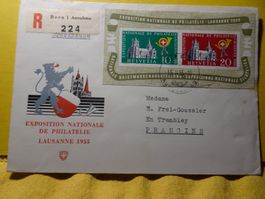 15.II.55 GEDENKBLOCK LAUSANNE AUSGABETAG BERN SBK 500.- d II