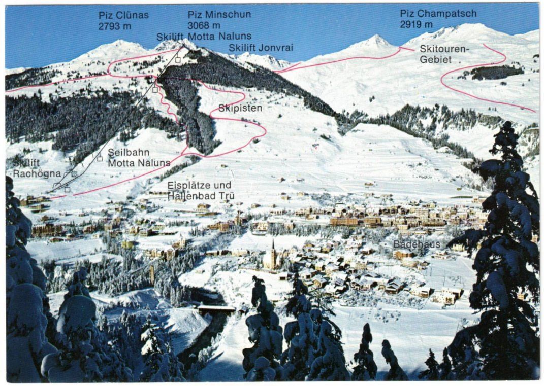 Cartoline postali: Scuol - Pistenplan Motta Naluns – Usato da Binningen venduto da Mountainrider