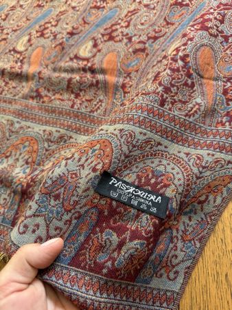 Scialle Pashmina fantasia paisley bordeaux nuovo