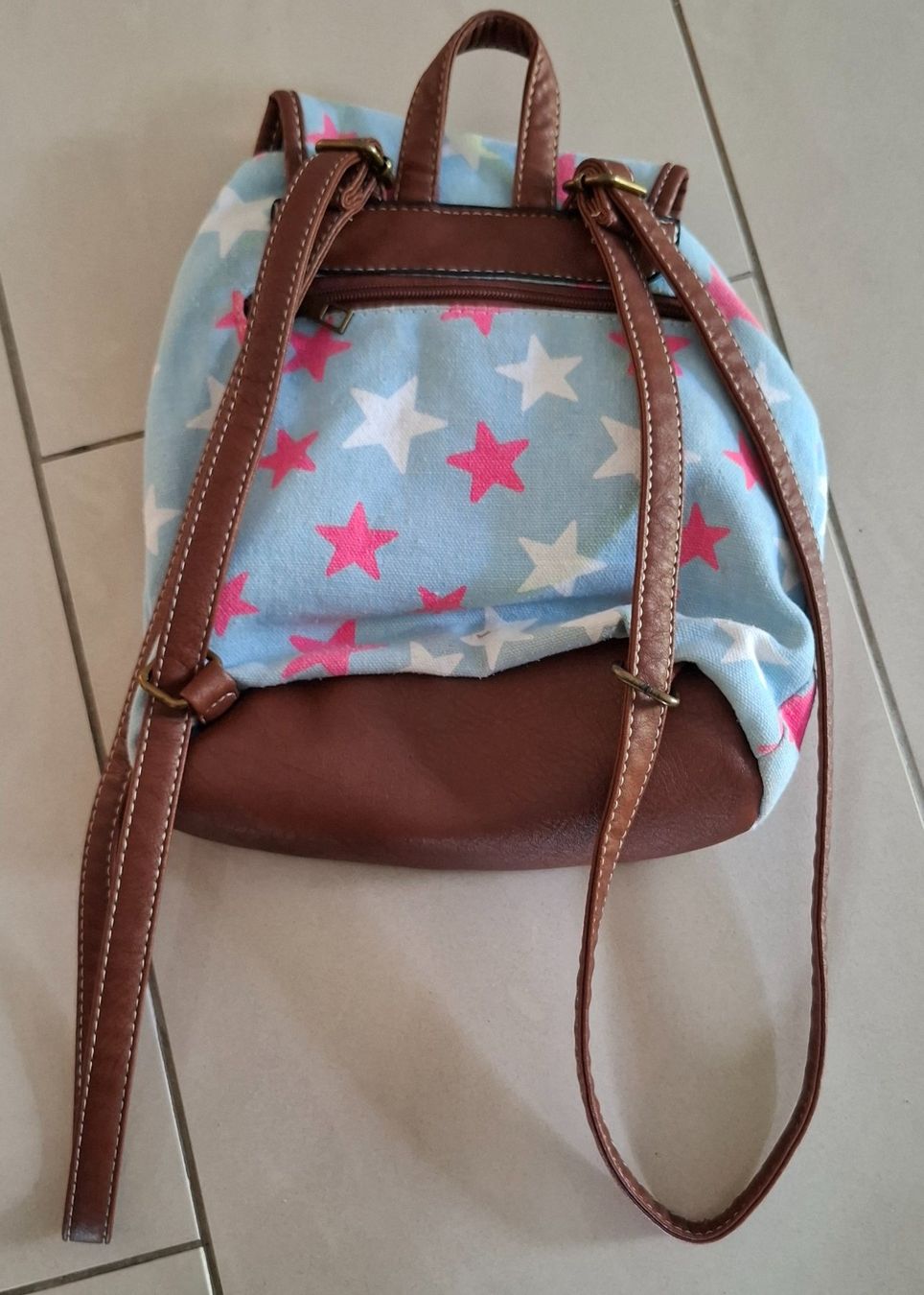 Borse & Zaini: Rucksack Sternenmuster Blau Pink Weiss – Usato da Richterswil venduto da Palmer2012 3