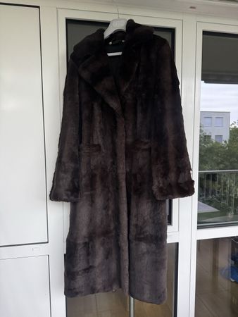 Madeleine Kaninchenpelz Mantel Grösse 20 Dunkelbraun 