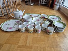 Hutschenreuther Teeset 8x, Geschirr, Blumen,  Komplettservic