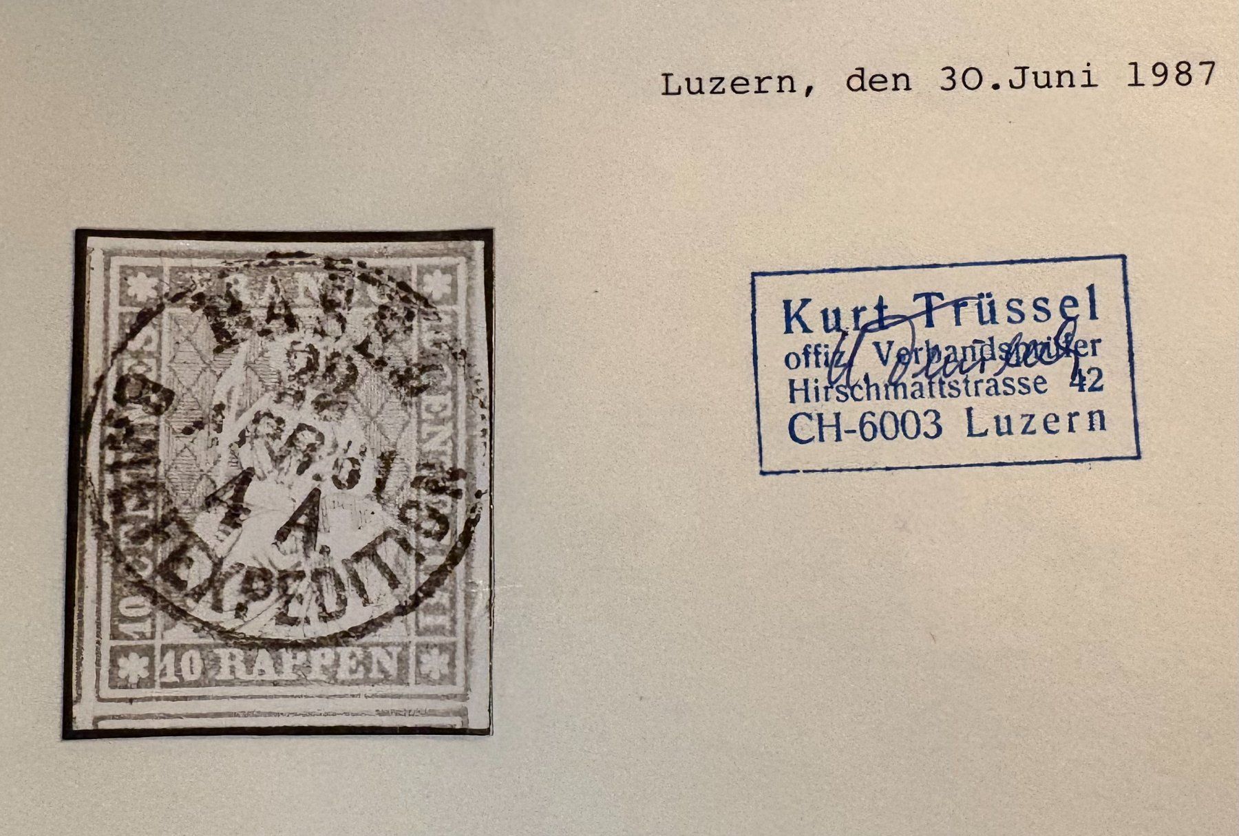 Tutti i francobolli: STRUBEL 10Rp. MIT ATTEST – Usato da Ostermundigen venduto da Wyatt-Earp 3
