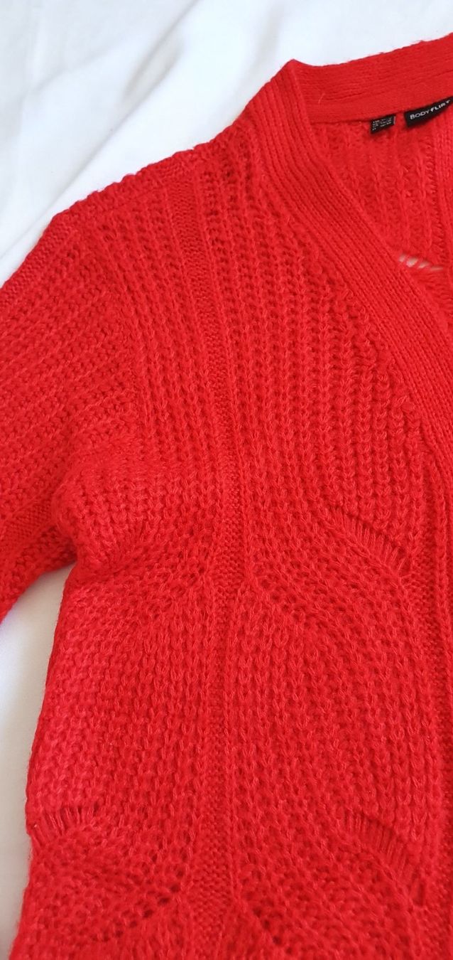 Jacken: Rote Strickjacke, Longcardigan 32/34, XS – Neu (gemäss Beschreibung) aus Niederbuchsiten von klengyel 3