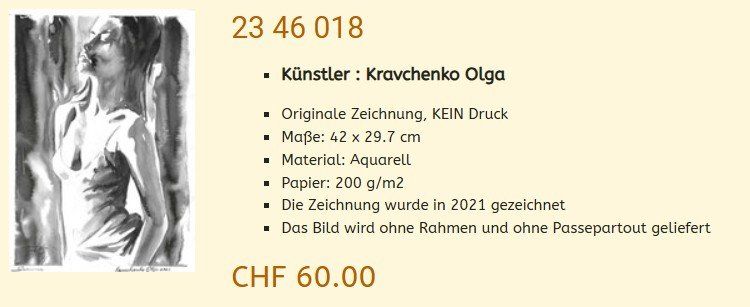 Dipinti: Liquidation !! Original Akt Gemälde,  23 46 018 – Nuovo (secondo la descrizione) da Hagenbuch ZH venduto da Art-Agency 1
