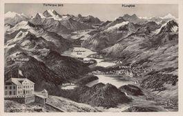 Vogelschau-AK Muottas Muraigl Engadin gelaufen 1937