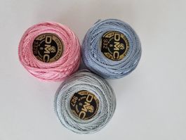 DMC Coton Perlé Nr. 8 Puderrosa-Palette 3 Farben