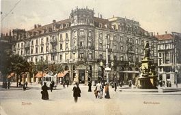 Alte AK Bahnhofplatz Zürich 1907.Hotel National u. Terminus.