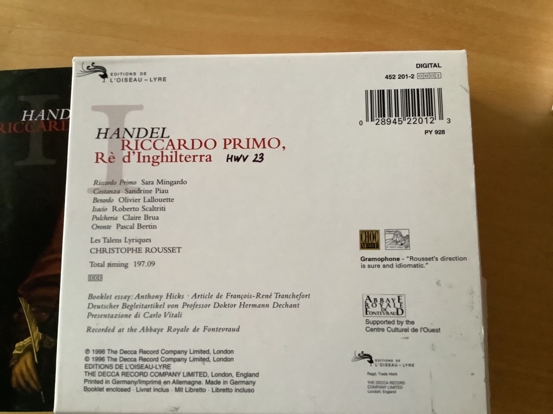 CD: Handel‘s Riccardo Primo – Usato da Zürich venduto da airyfairy 1