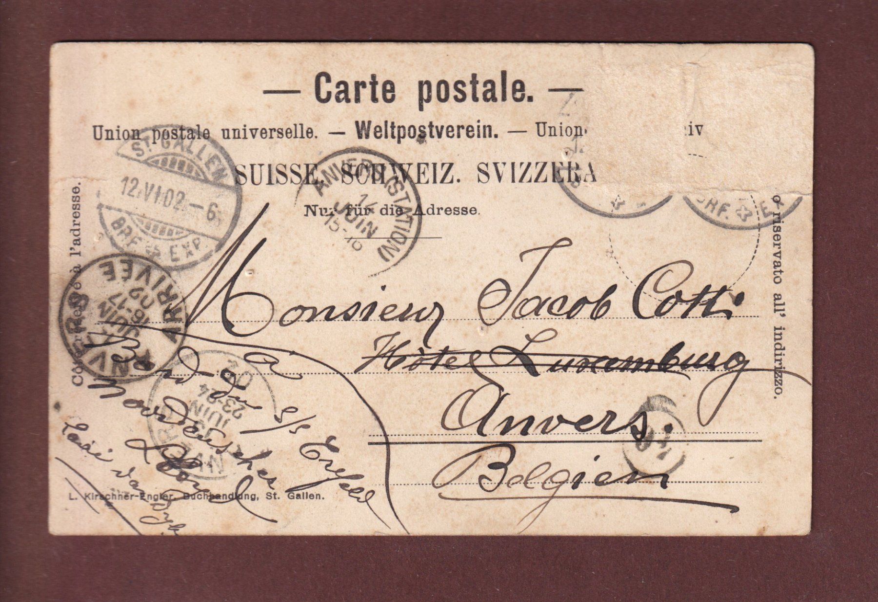 Cartoline postali: ST. GALLEN - Bahnhof - 1902 // Falte // – Usato da Pully venduto da nicecards 1