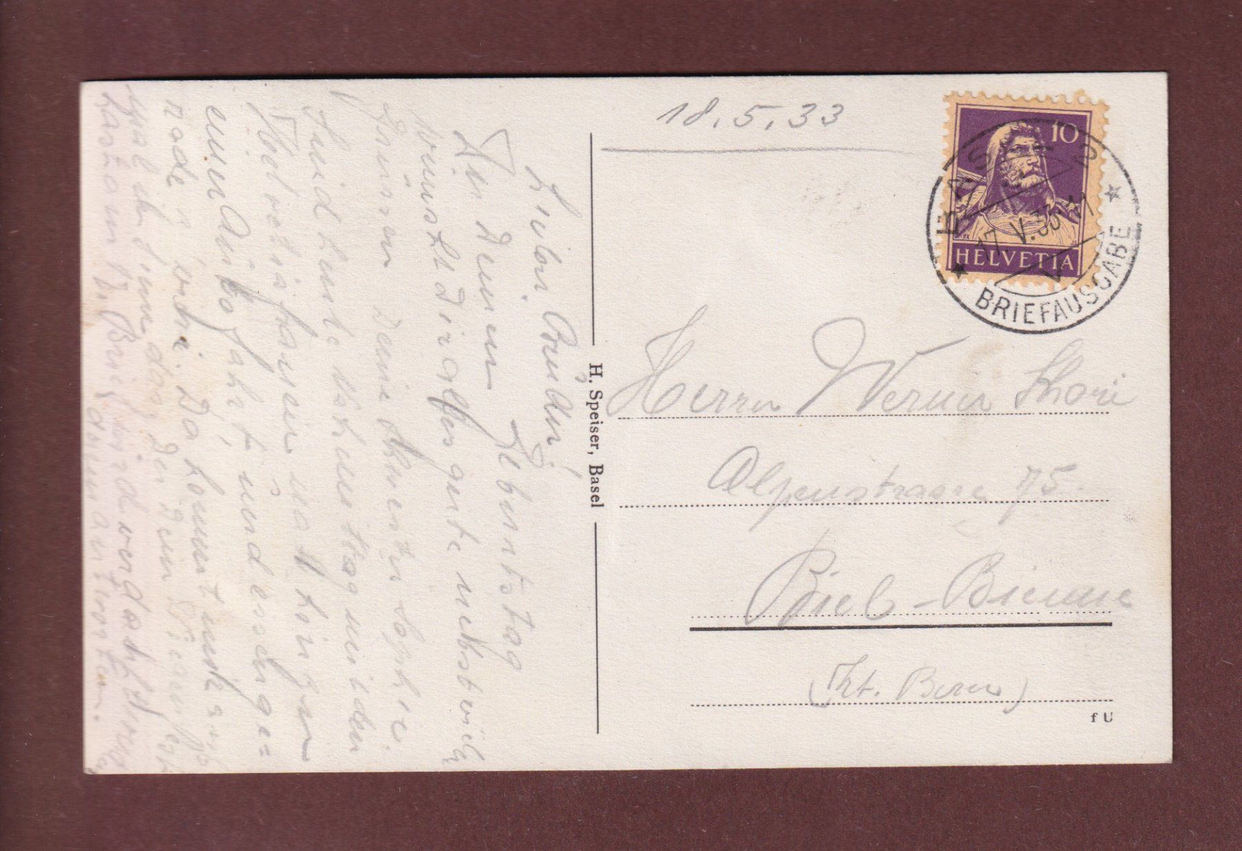 Cartoline postali: BASEL - Wasserturm beim Restaurant Batterie 1933 // Falte // – Usato da Pully venduto da nicecards-shop 1