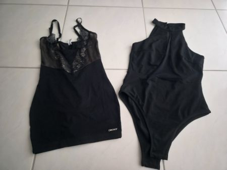 K..4 R M) DKNY Top und Body Set schwarz Gr. S