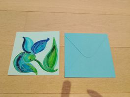 Handgemachte Karte Bei mir mit Umschlag - 15 cm X 15 cm.