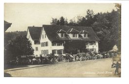 Sihlbrugg (ZH/ZG) Hotel Krone - viele Oldtimer Auto um 1910