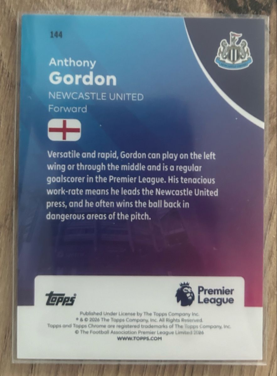 Topps Carte collezionabili: Anthony Gordon - Topps Chrome Premier League 25/26 – Nuovo (secondo la descrizione) da Frauenfeld venduto da lm_11 1