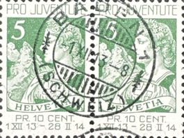 Pro Juventute 1913 im Paar Ersttag-Vollstempel