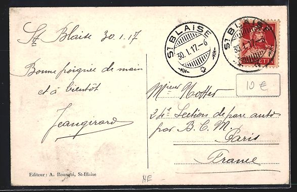 Cartoline postali: AK St-Blaise, Vue générale, 1917 – Usato da Berlin venduto da bartko-reher 1