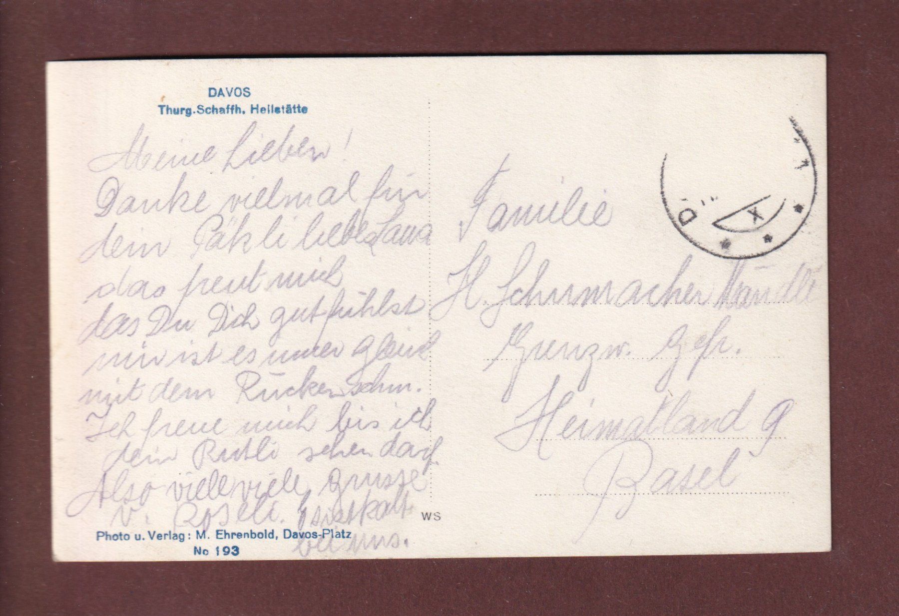 Cartoline postali: DAVOS - Thurg. Schaffh. Heilstätte – Usato da Pully venduto da nicecards 1