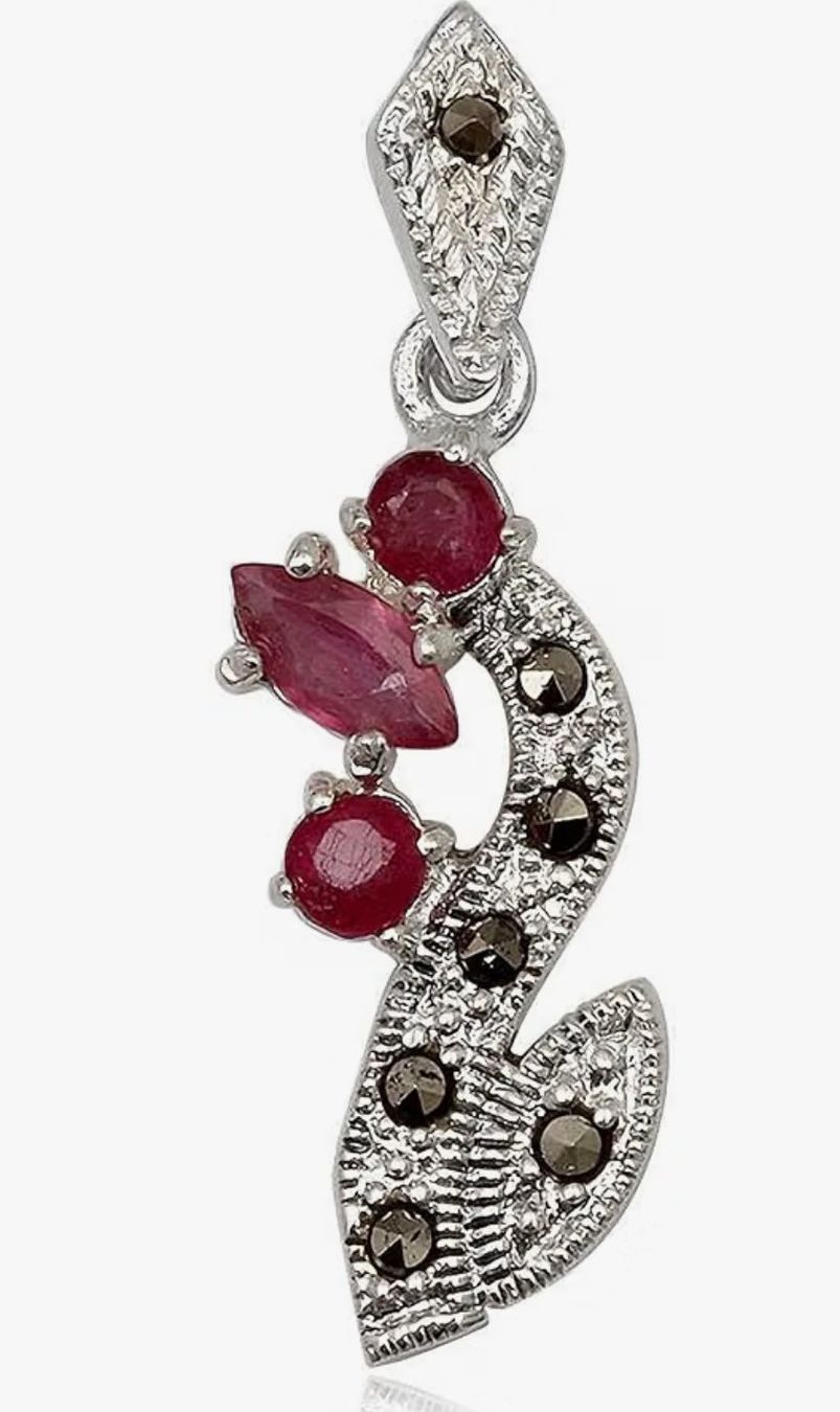 Pendentifs: Damen-Anhänger Jugendstil 33 x 13 mm Rubin Markasit 925 Ster – Neuf avec emballage d'origine à Hemmental par Royalgold