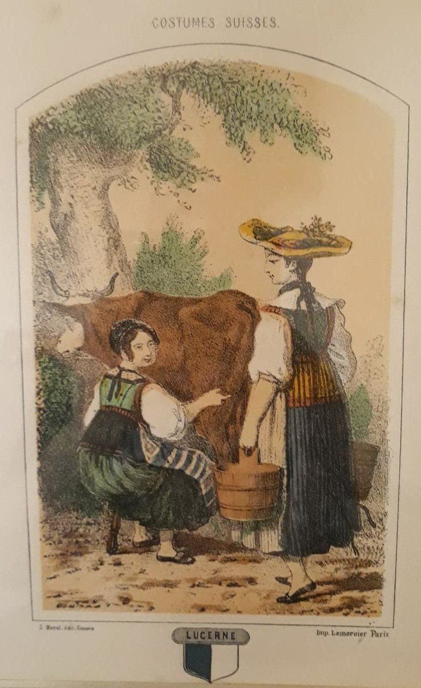 Grafica & Litografie: Cadre COSTUMES SUISSES - LUCERNE - Litho – Usato da Le Locle venduto da borgespatricia 1