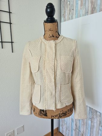 Mango Blazer, Gr. S, Bouclé Optik, Beige,