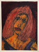 Tableau expressionniste unique - Portrait femme 1965