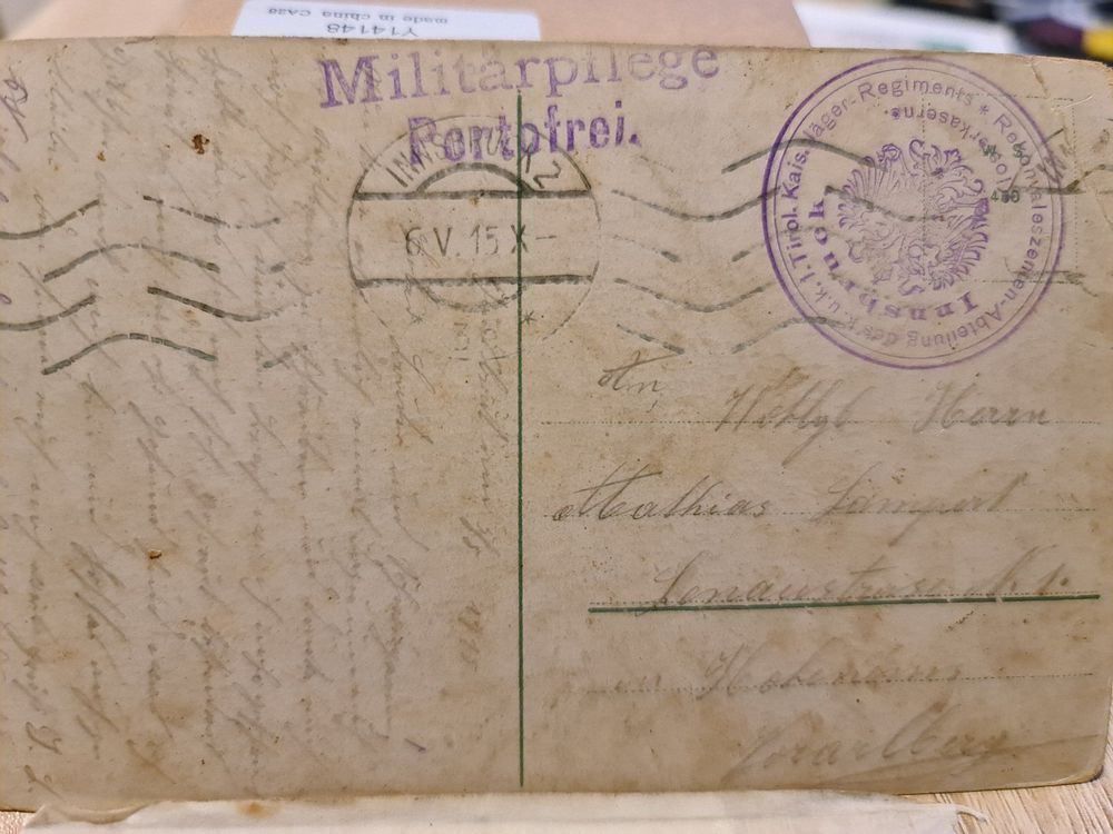Cartoline postali: Ansichtskarte Innsbruck 1915 – Usato da Dintikon venduto da Vexi 1