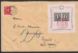 1943 : Block W14 auf Brief mit Strafporto