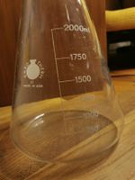 Sehr grosse antike Glasmansur Laborgefäss Erlenmeierkolben