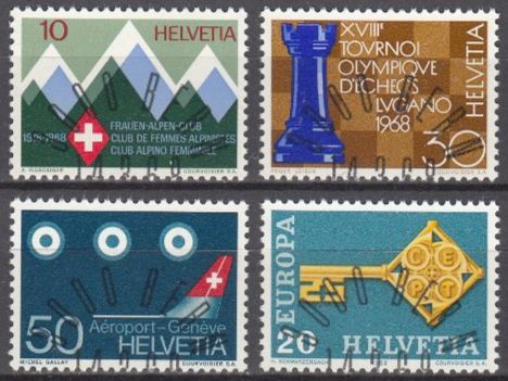 Alle Briefmarken: SBK 453 - 456 mit ET-Halbmond – Gebraucht aus Bürglen TG von StampGraf