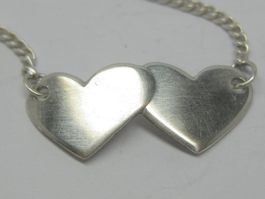 Panzerkette Kette Collier Doppel-Herz Silber 835 + MP
