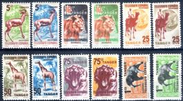 TANGER 1957 SERIE TIERE 12 MARKEN * MIT FALZSPUR * - MA06