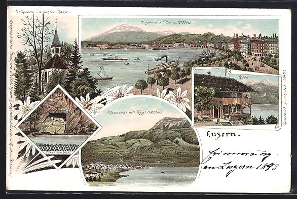 Ansichtskarten: Litho Luzern, Ortsansicht mit Pilatus, T – Gebraucht aus Berlin von bartko-reher