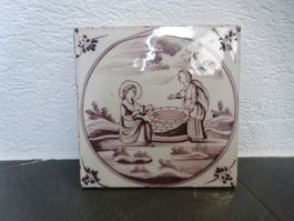 Antike Bibel-Fliese / Jakobsbrunnen Samariterin und Jesus