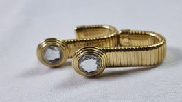 Goldene Ohrringe mit Strass, Vintage 80er Jahre Look (527)